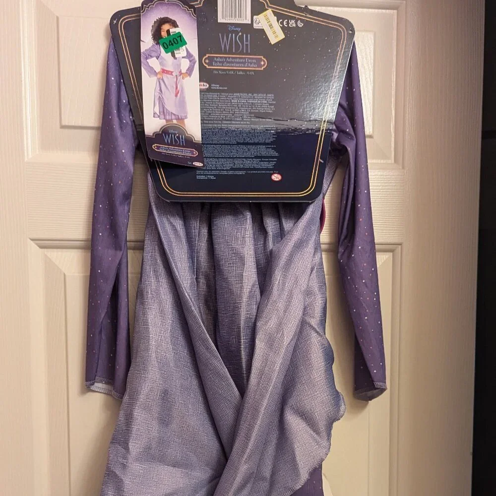 NWT Disney Asha 'Wish' Adventure Dress Purple Girls 4-6x Costume Christmas Gift